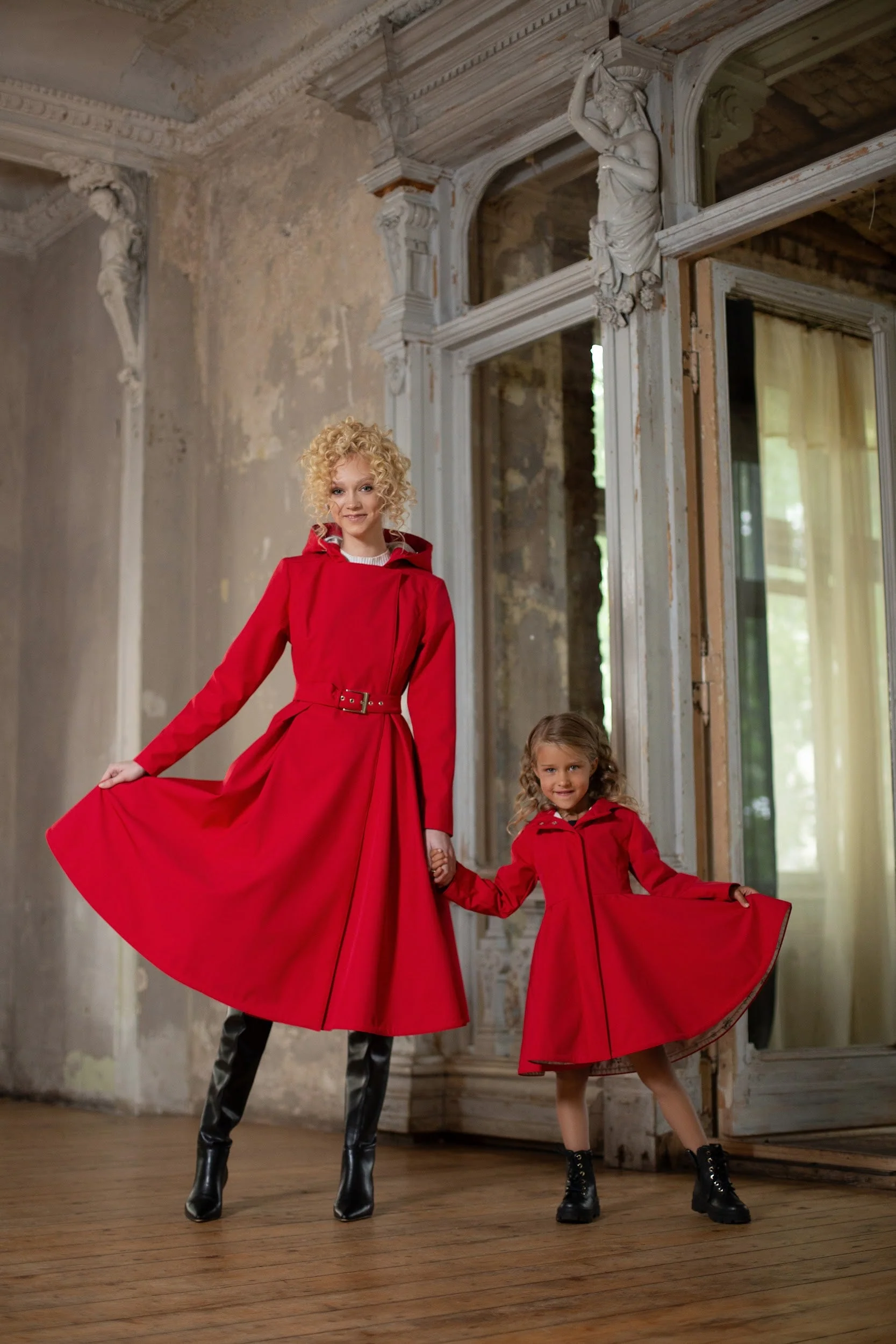 Fitted and Flared Coat for Girls in Bright Red  | Queen of Hearts - Image 6