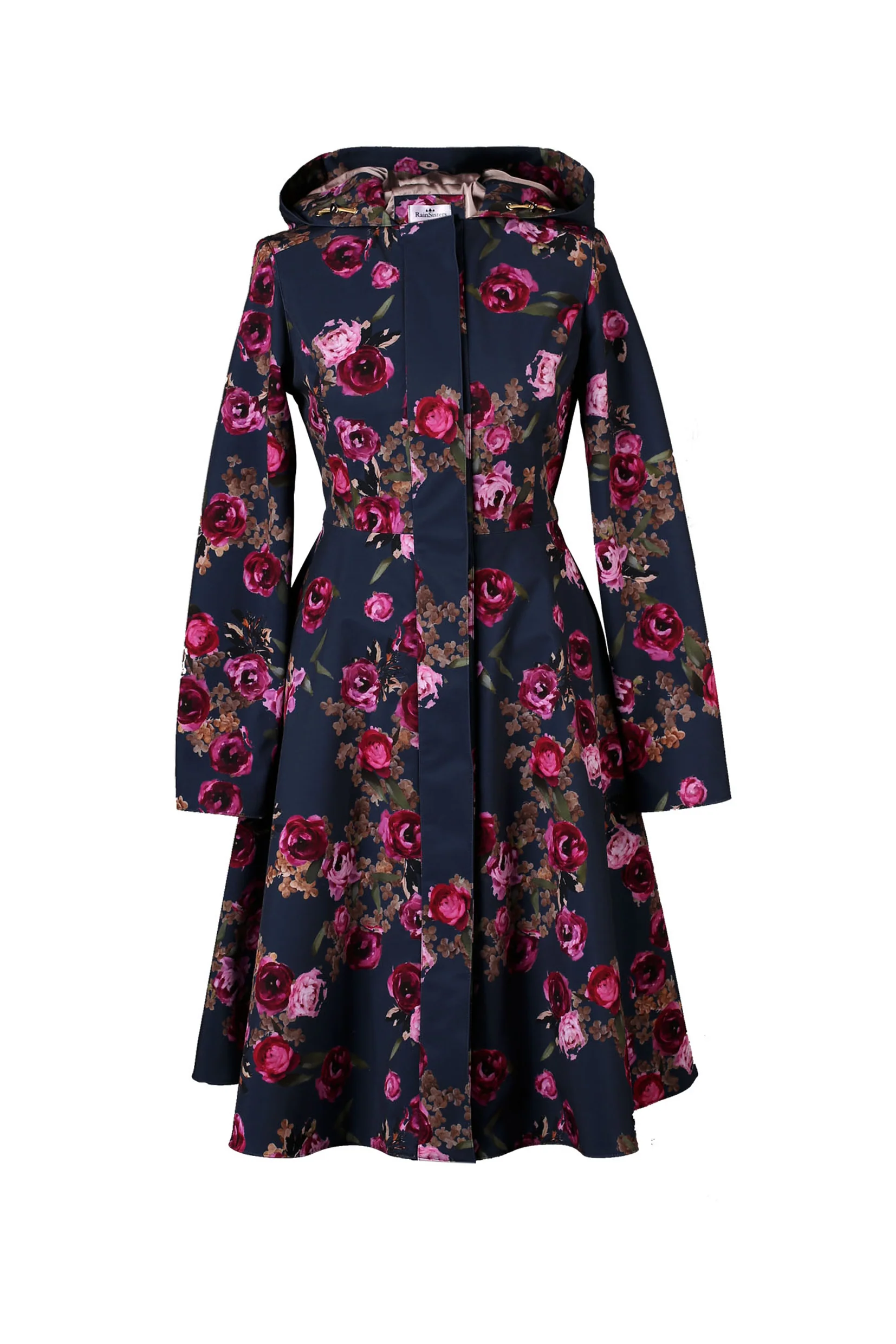 Fit and Flare Coat with Pleated Back in Blue and Pink | Misty Rose - Image 9