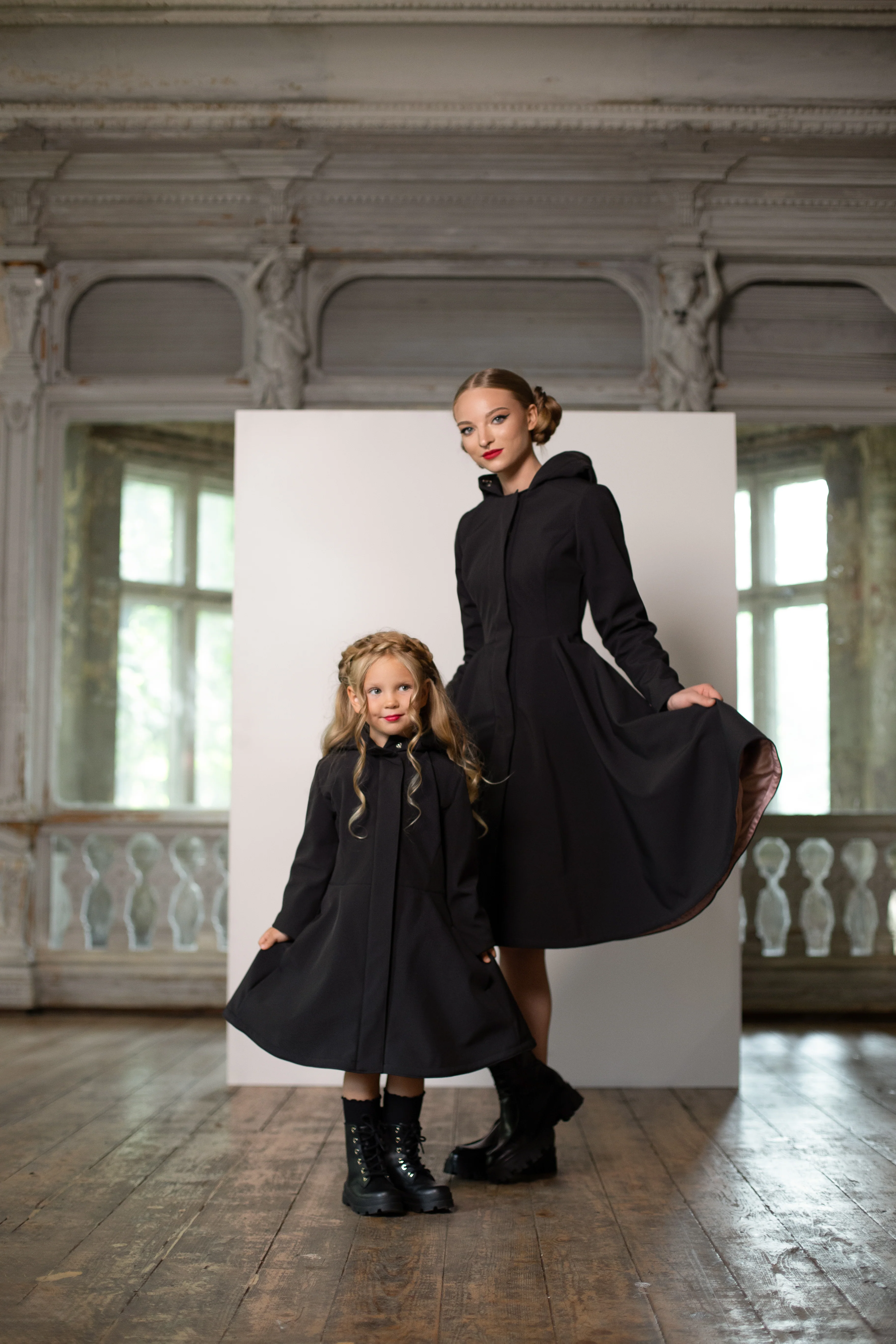 Flared Coat for Girls in Black | Midnight Black - Image 5