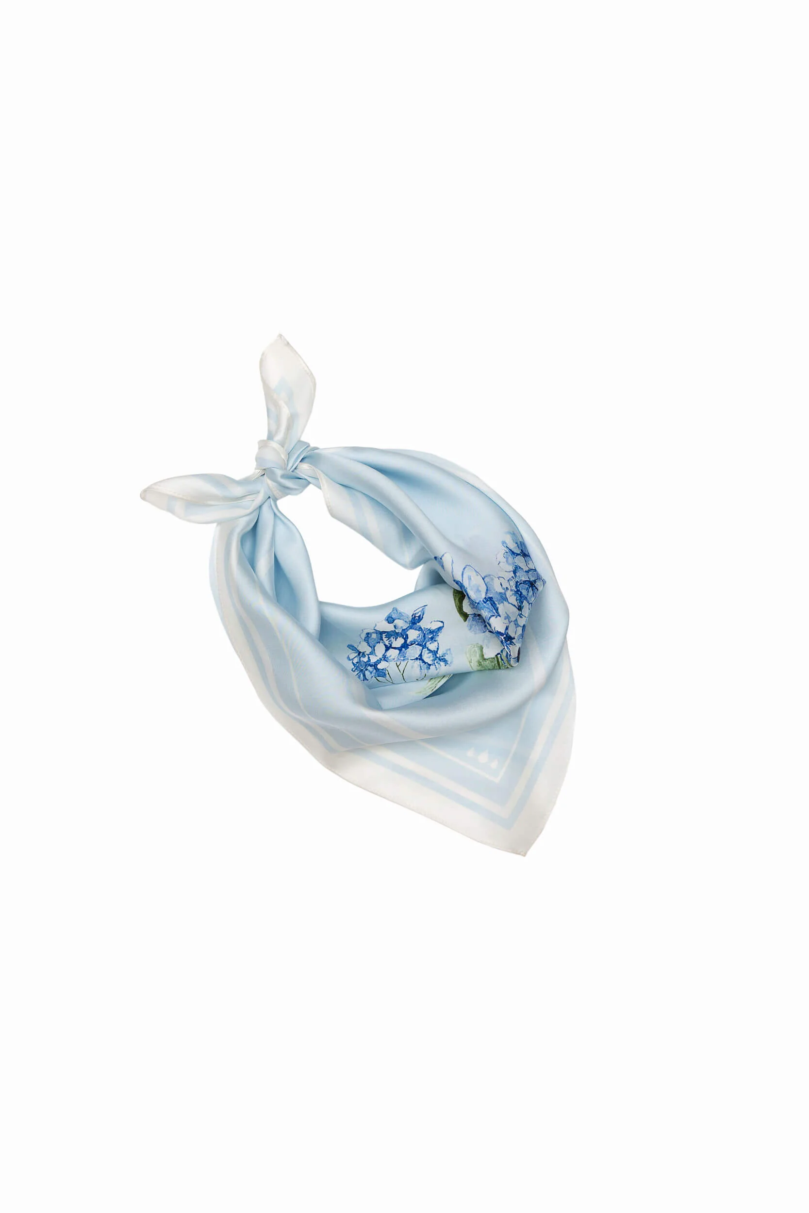 Small Floral Natural Silk Scarf | Light Blue - Image 7